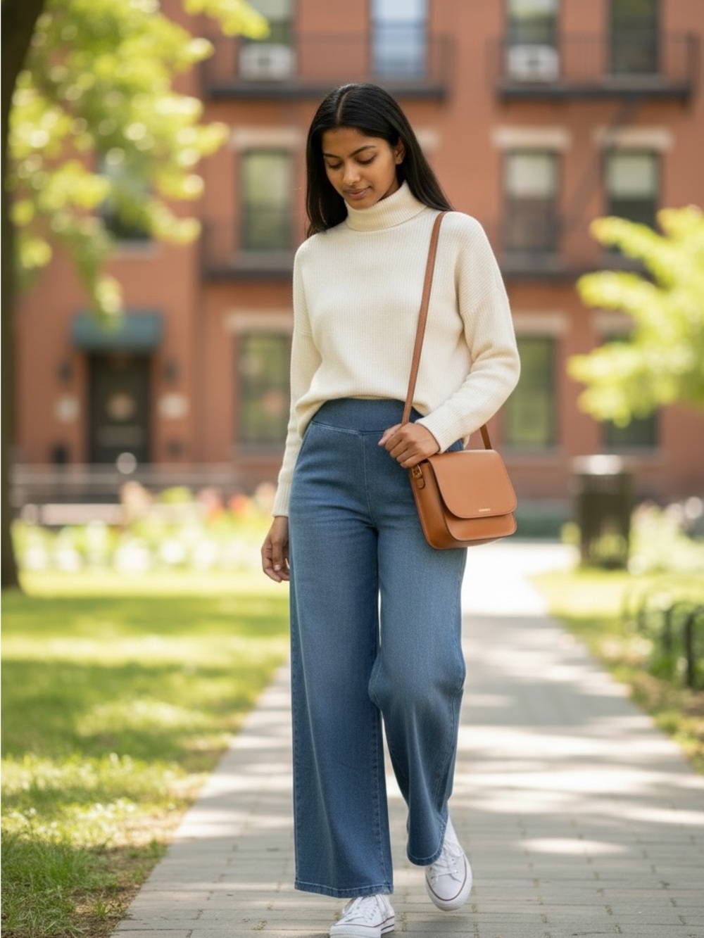 Halara NWT Wide Leg Pull-On Denim Jeans Size L Regular